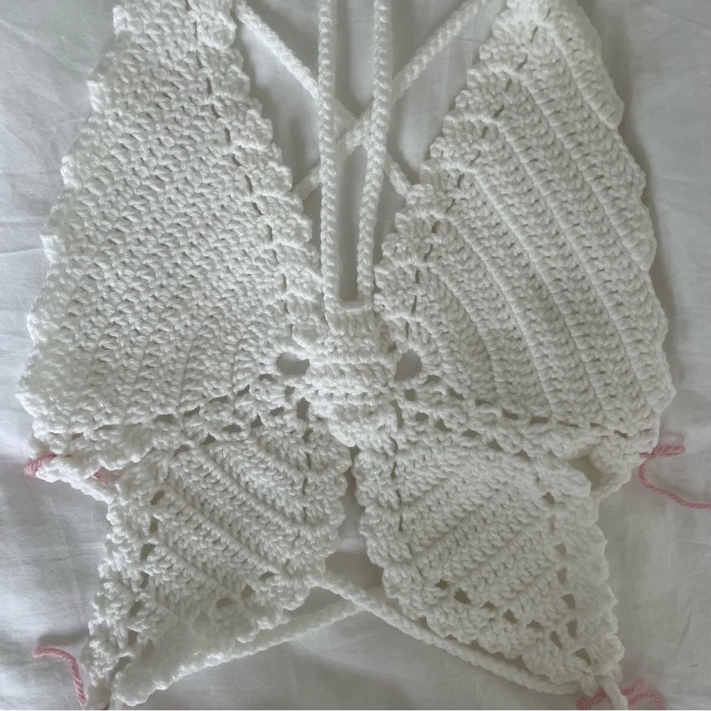 Crochet Butterfly Top – White